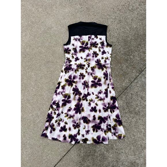 Simply Vera Vera Wang Dress Women Sz Small Floral V-Neck Sleeveless Midi Belted - Picture 6 of 6